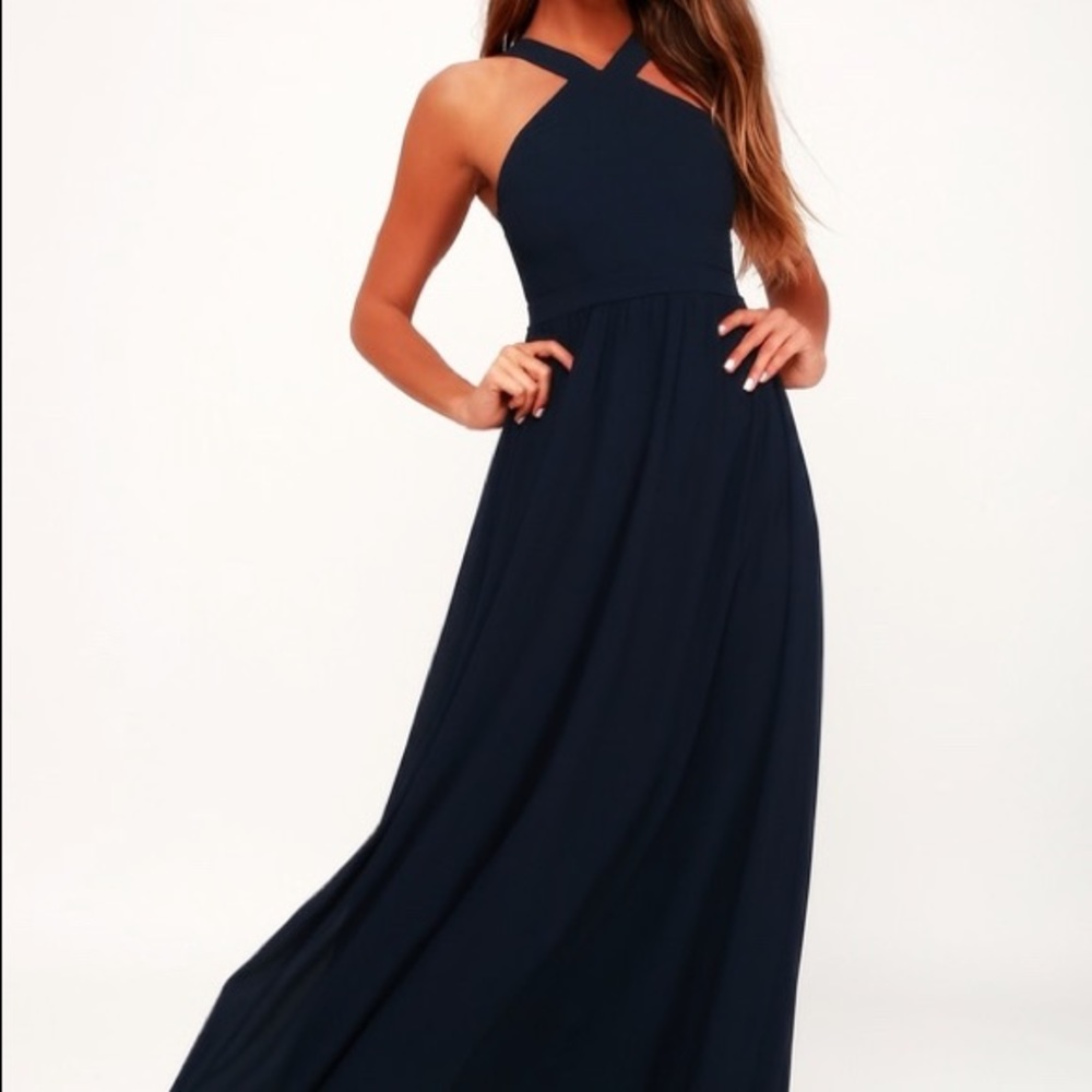 ✨Lulus, long, navy blue dress! GREAT condition!